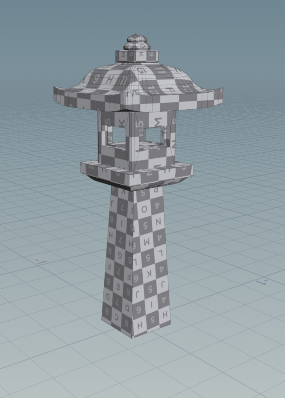Stone lantern asset setup in Houdini.