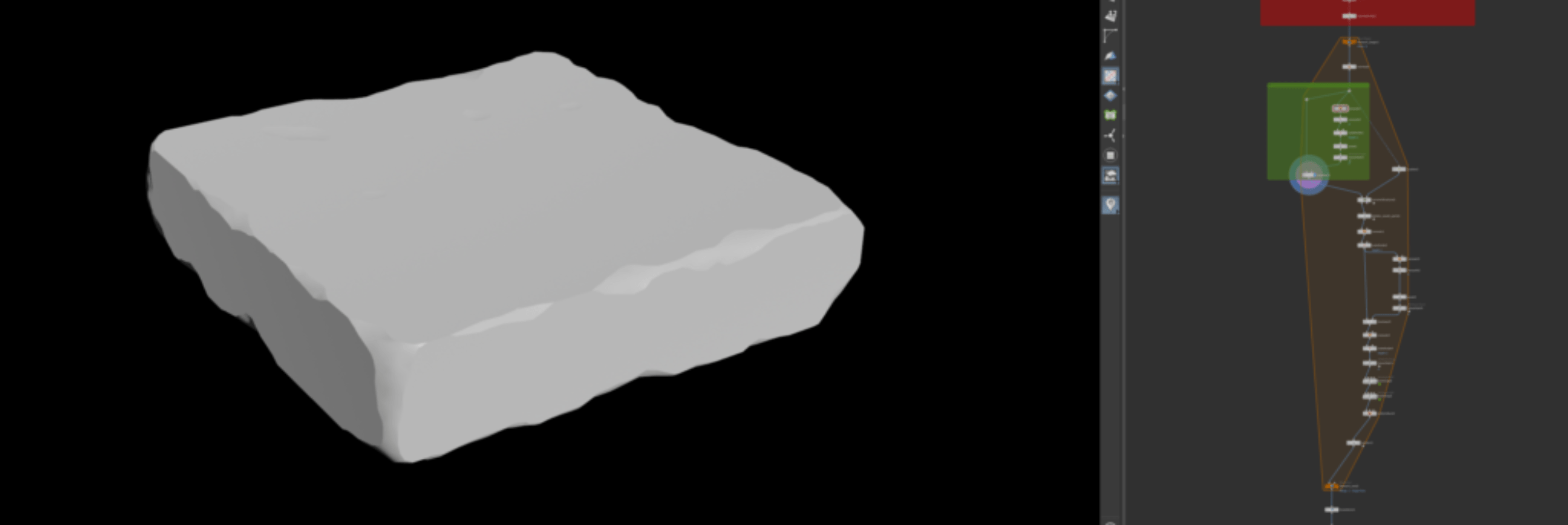 Stone tile Houdini asset. Used scattering tool to create the stone tiles and used it for scattering the lanterns.